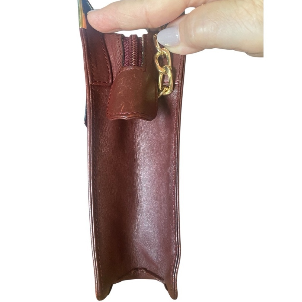 Vintage Must de‎ Cartier Burgundy Calfskin Leather Clutch w/ Gold Chain & COA - Picture 8 of 16